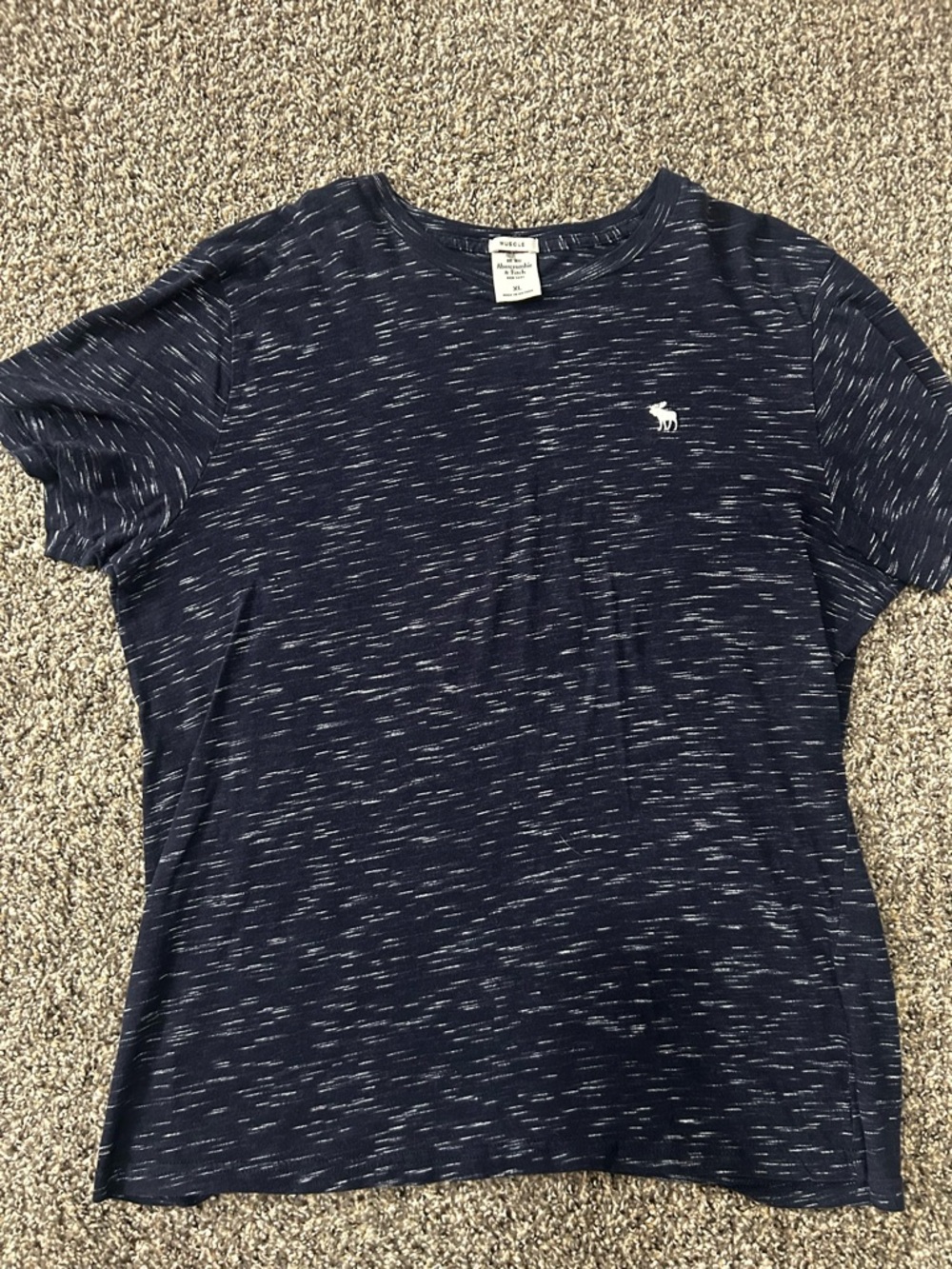 Abercrombie & Fitch Navy Space-Dye Short Sleeve Tee